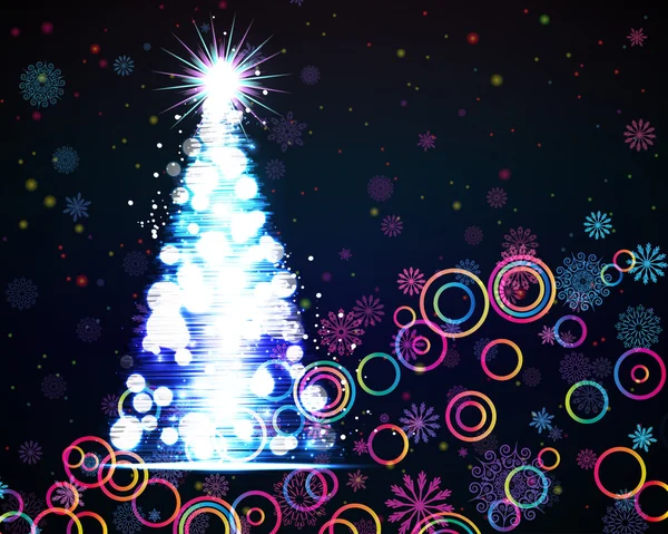 Gloeiende Kerstboom. abstracte achtergrond. — Stockvector