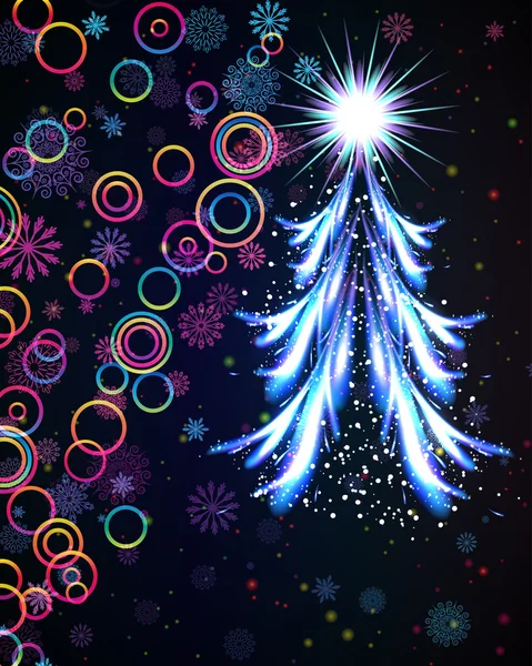 Gloeiende Kerstboom. abstracte achtergrond. — Stockvector
