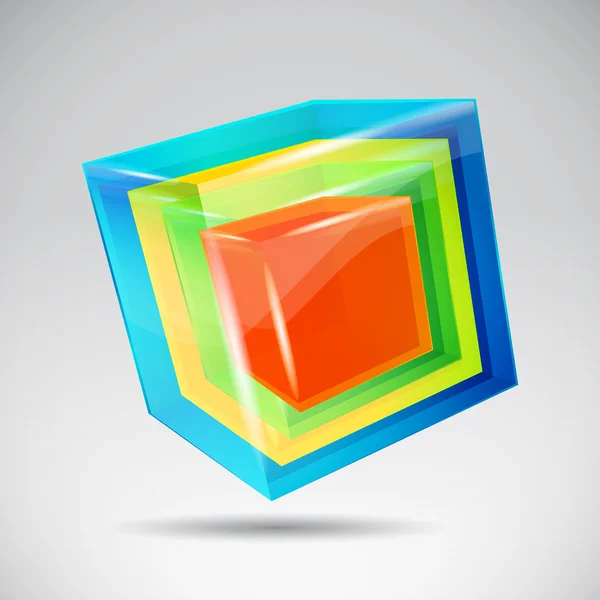 Cubo de cristal colorido — Vetor de Stock