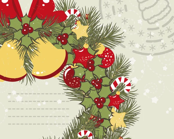 Retro sfondo di Natale con ghirlanda di Natale . — Vettoriale Stock