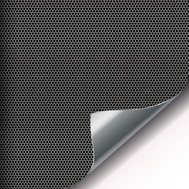 Metal mesh background with sixangled holes and curved corner. clipart