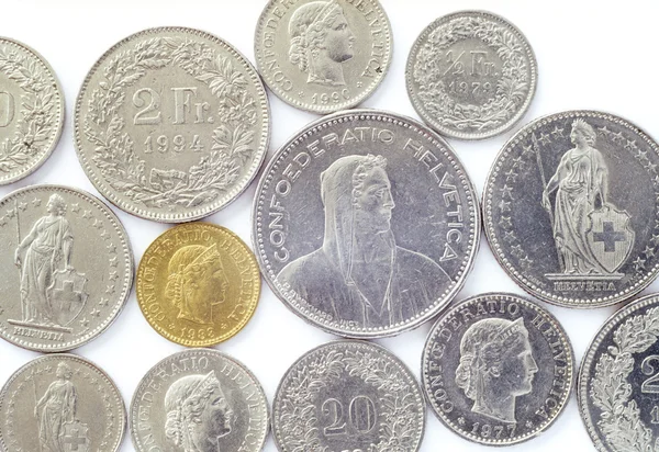 Монеты Швейцарии . — стоковое фото