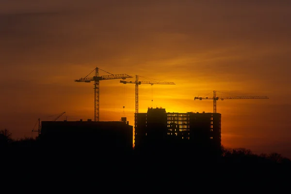 stock image Sunset at the construction site.