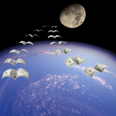 Flight to the Moon. clipart