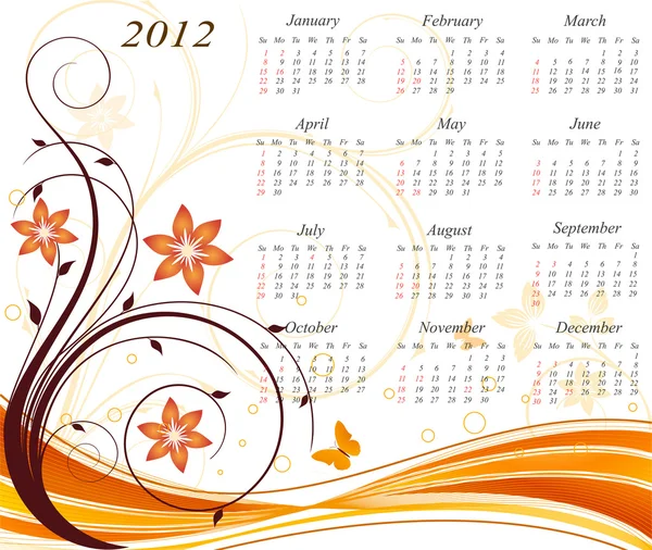 Calendario-2012-Estados Unidos — Vector de stock