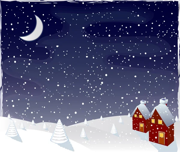 Зимняя волшебная ночь, вектор — стоковый вектор