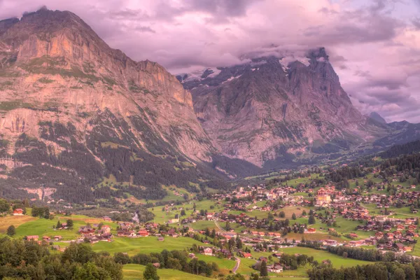 석양, 스위스 그린델발트 — 스톡 사진