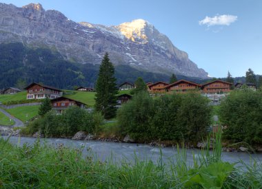 Grindelwald and mountain Eiger, sunrise, Switzerland clipart