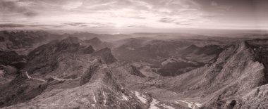 Black and white panorama seen from Seantis, Switzerland clipart