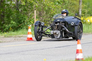 Vintage üç tekerlekli bisiklet yarış arabası morgan aero ss üç wheeler 1929'dan