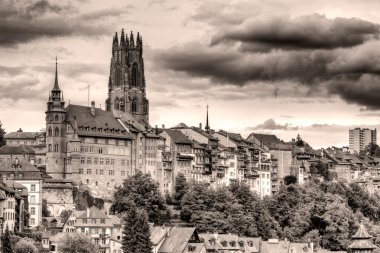 Old town Fribourg, Switzerland vintage look clipart