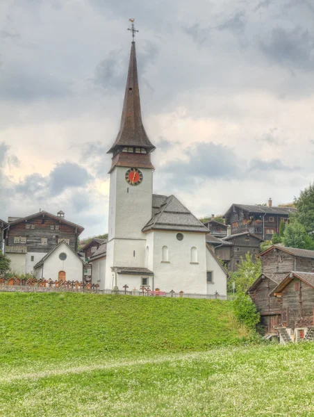 Dorfsiedlung im Kanton Wallis Schweiz — Stockfoto