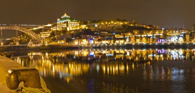 Vila Nova de Gaia at night opposite Porto, Portugal clipart
