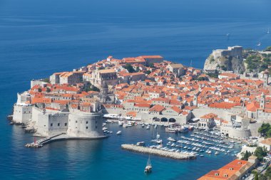 Peninsula of Dubrovnik with harbor, Croatia clipart