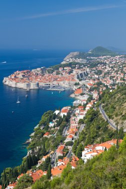 Denizde Hırvatistan alanı çevreleyen ile Dubrovnik'in