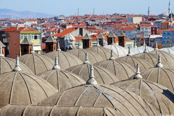 清真寺屋顶与伊斯坦布尔在后面 — 图库照片