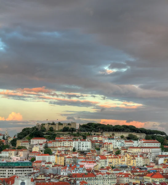 Lisboa ao pôr-do-sol com copyspace, Portugal — Fotografia de Stock