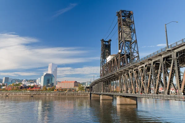 Portland steel bridge and Downtown — Stock Photo, Image