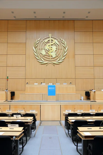 联合国在日内瓦的扬声器支架 — 图库照片