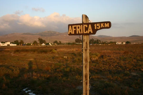 stock image Signpost saying Africa 15 km