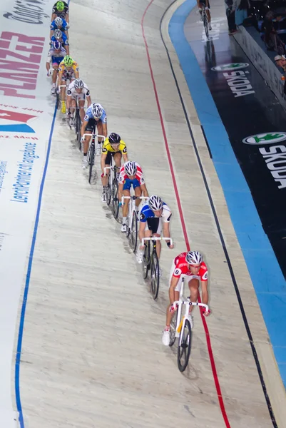 stock image Indoor track bicycle race