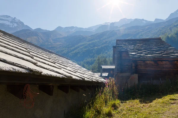 Vintage village, valais alps, Switzerland — Stock Photo, Image