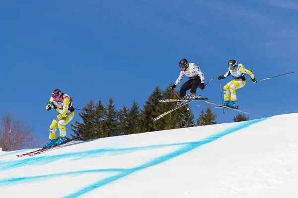 Skicross wordcup δρομέας στην Ελβετία — Φωτογραφία Αρχείου