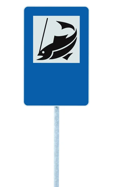 Ryby obozu znak, na białym tle drogowskaz drogowych bieguna post, wędkowanie ar — Zdjęcie stockowe