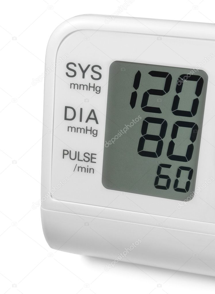 Digital blood pressure wrist tonometer monitor display screen