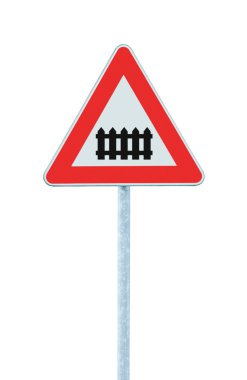 Level crossing with barrier or gate ahead clipart