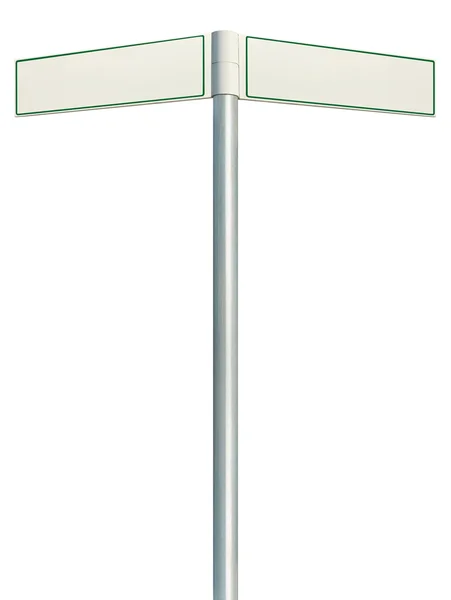 方向道路标志、 两个空的空白指示牌、 孤立 — 图库照片