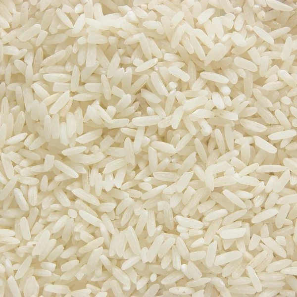 Beyaz uzun pirinç arka plan, pişmemiş işlenmemiş tahıllar, makro bakış — Stok fotoğraf