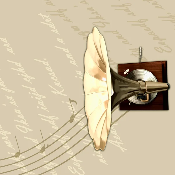 レトロなゴールドの蓄音機の背景 — ストック写真