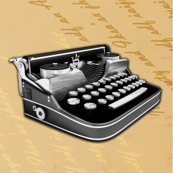 오래 된 typewriting 기계와 빈티지 배경 — 스톡 사진