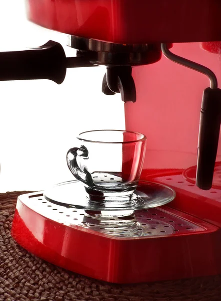 Szklany Puchar i espresso maszyna — Zdjęcie stockowe