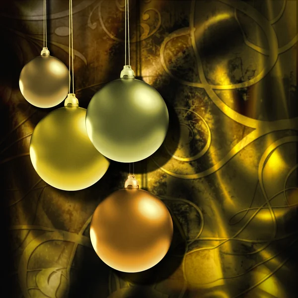 Christmas background with golden baubles — Stock Photo, Image