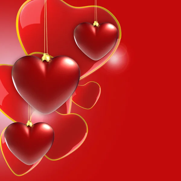 Red background with hearts — Stock Photo, Image