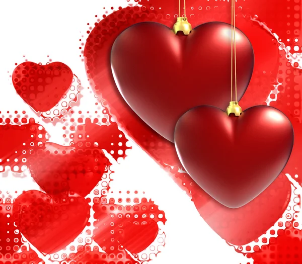 Christmas background with hearts — Stock Photo, Image