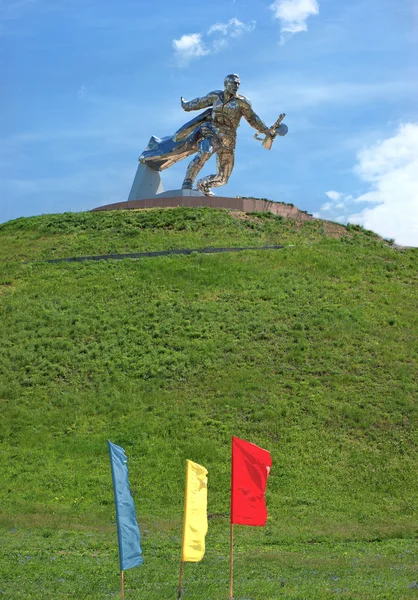 stock image Steel soldier on Tumulus of Glory, near Nova Odessa