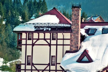 House on the winter day clipart