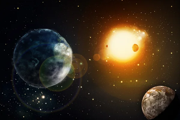 空间的星系的恒星和行星 — 图库照片