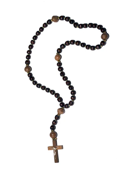 stock image Wooden rosary with a cross