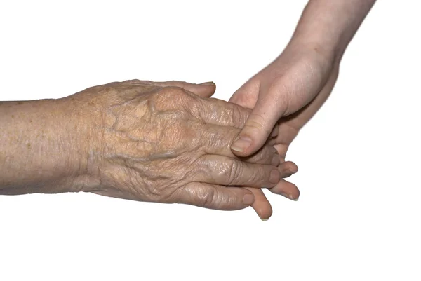 Hand of her grandmother and granddaughter — Stock Photo, Image