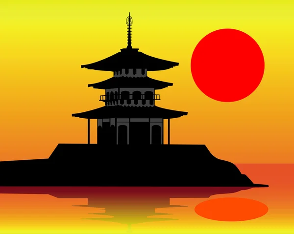 Silhouette d'une pagode — Image vectorielle