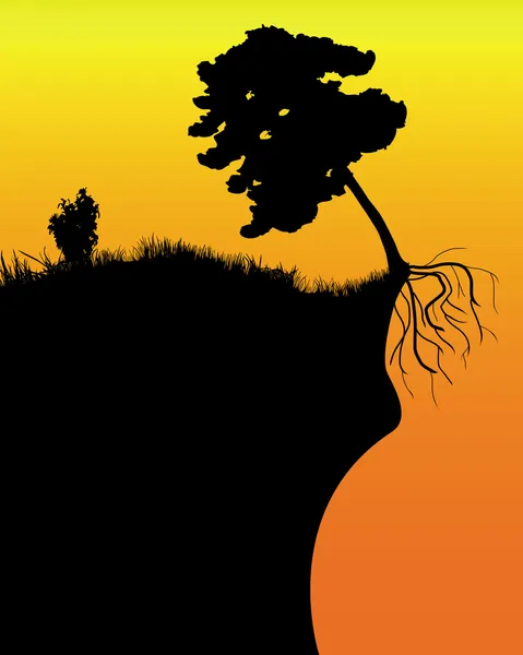 Tree on a cliff — Stock Vector