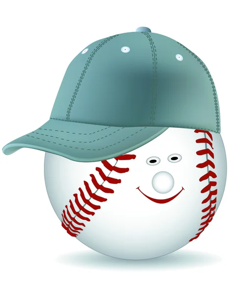 Усміхнений м'яч у бейсбольній шапці — стоковий вектор