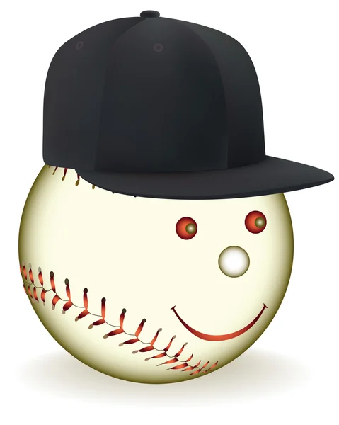 Sourire dans une casquette de baseball noire — Image vectorielle