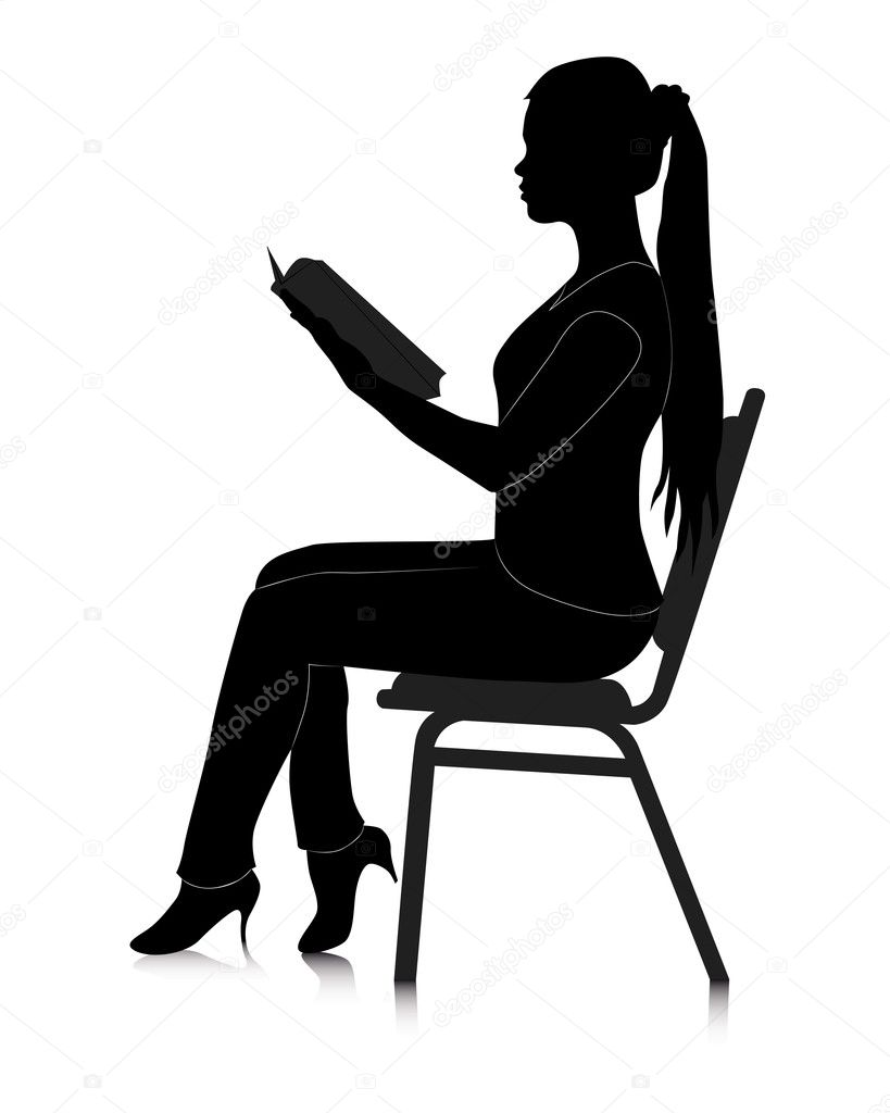 reading silhouette sitting