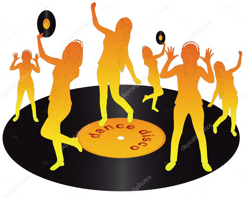 Silhouettes dancing on vinyl