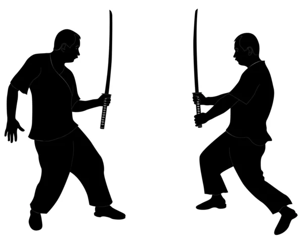 Борьба с японским мечом — стоковый вектор
